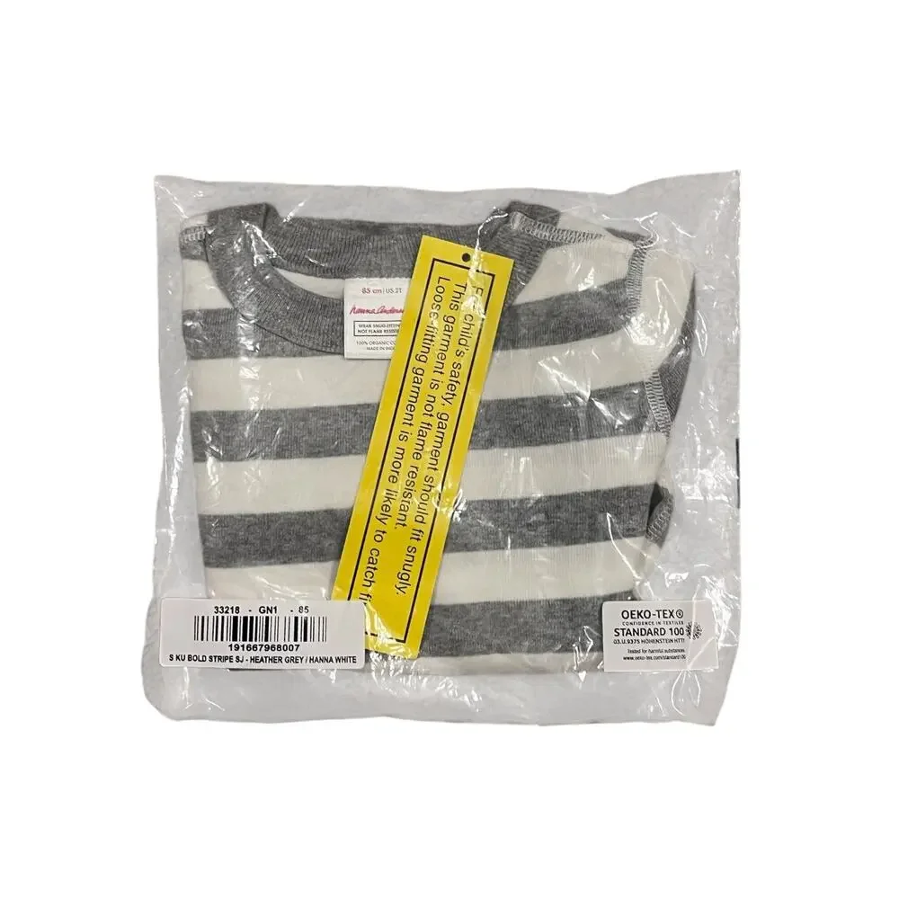 Hanna Andersson NWT Gray Striped Short John Pajama Set. Size 2